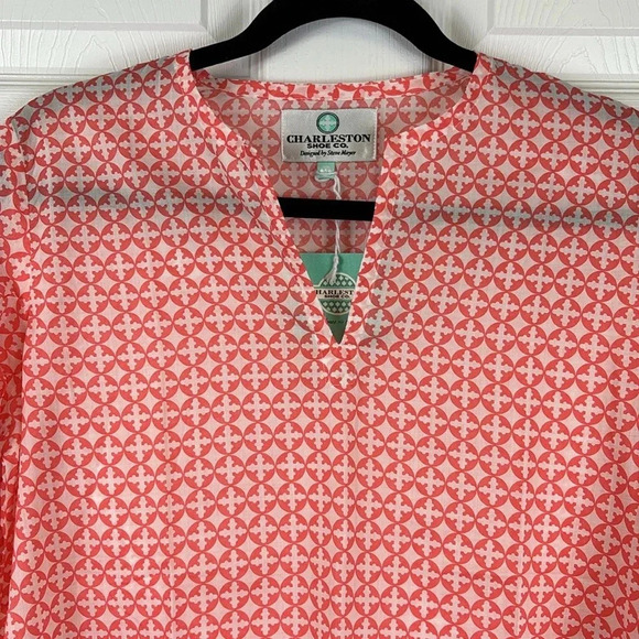 NWT Charleston Shoe Co. orange and white tunic top sz med - Picture 2 of 7